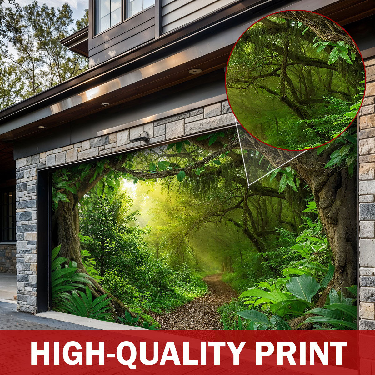 Nature & Forest Garage Door Banner Decoration - The Evergreen Gateway