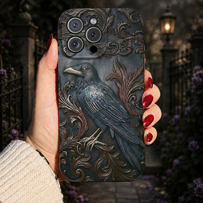 Gothic Leather Phone Case Midnight Raven