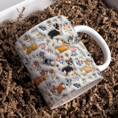 Corgi Ceramic Mug Happy Field Flowers