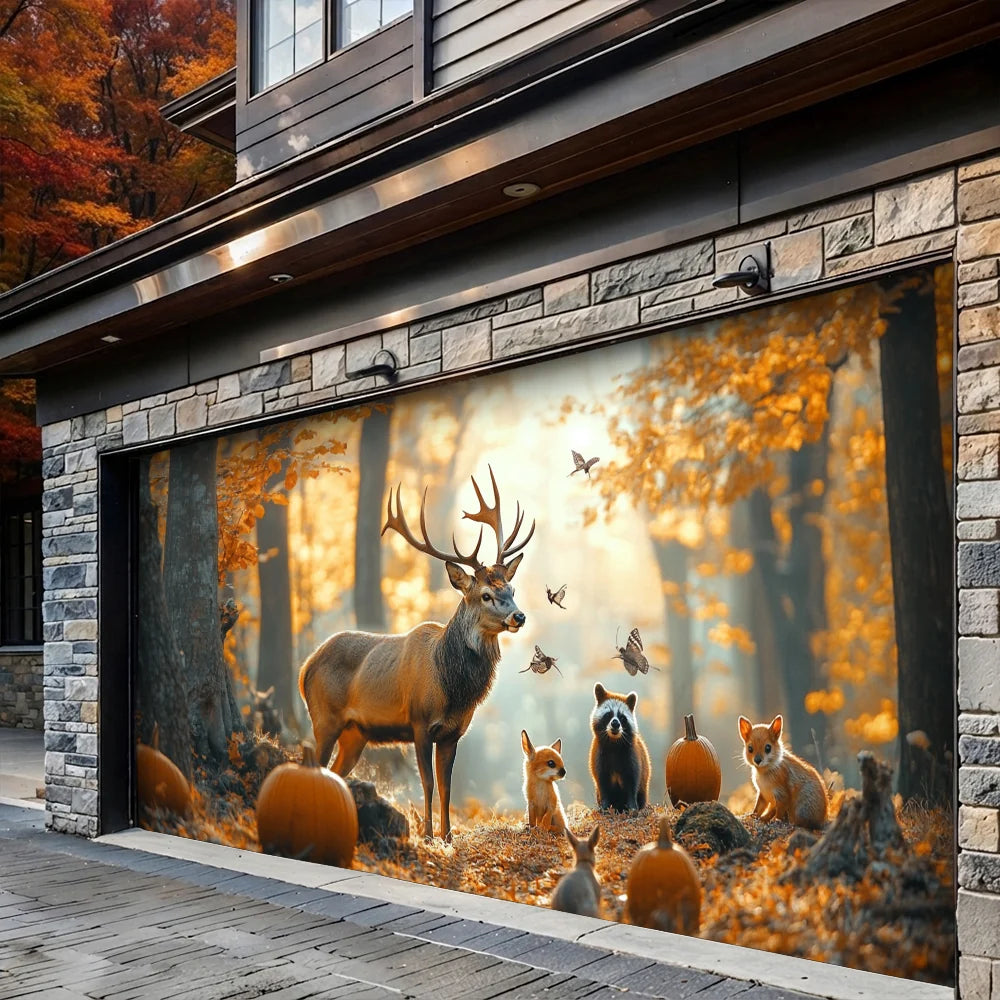 Autumn Garage Door Banner Decoration Woodland Harvest Retreat