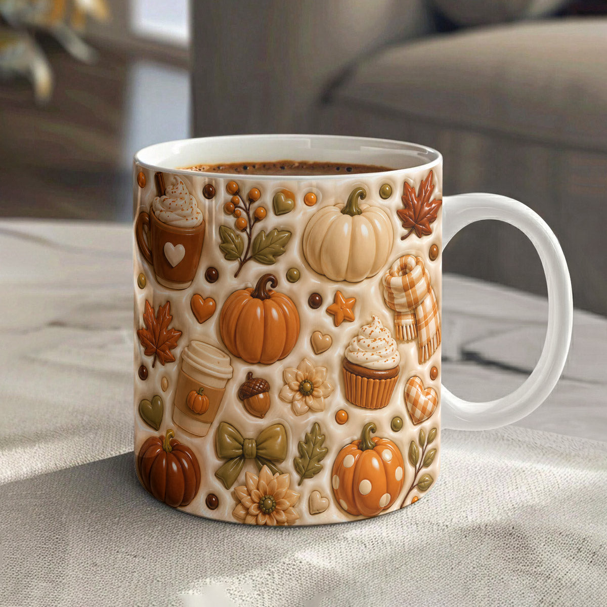 Cozy Fall Favorites Pumpkin Ceramic Mug