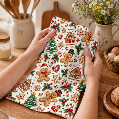 Gingerbread Christmas Kitchen Towel Gingerbread Holiday Cheer