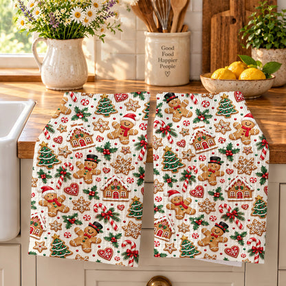 Gingerbread Christmas Kitchen Towel Gingerbread Holiday Cheer