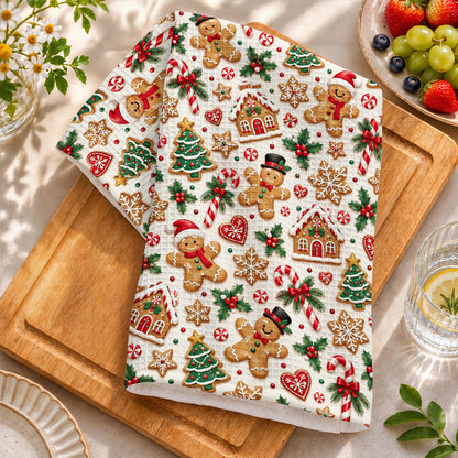 Gingerbread Christmas Kitchen Towel Gingerbread Holiday Cheer