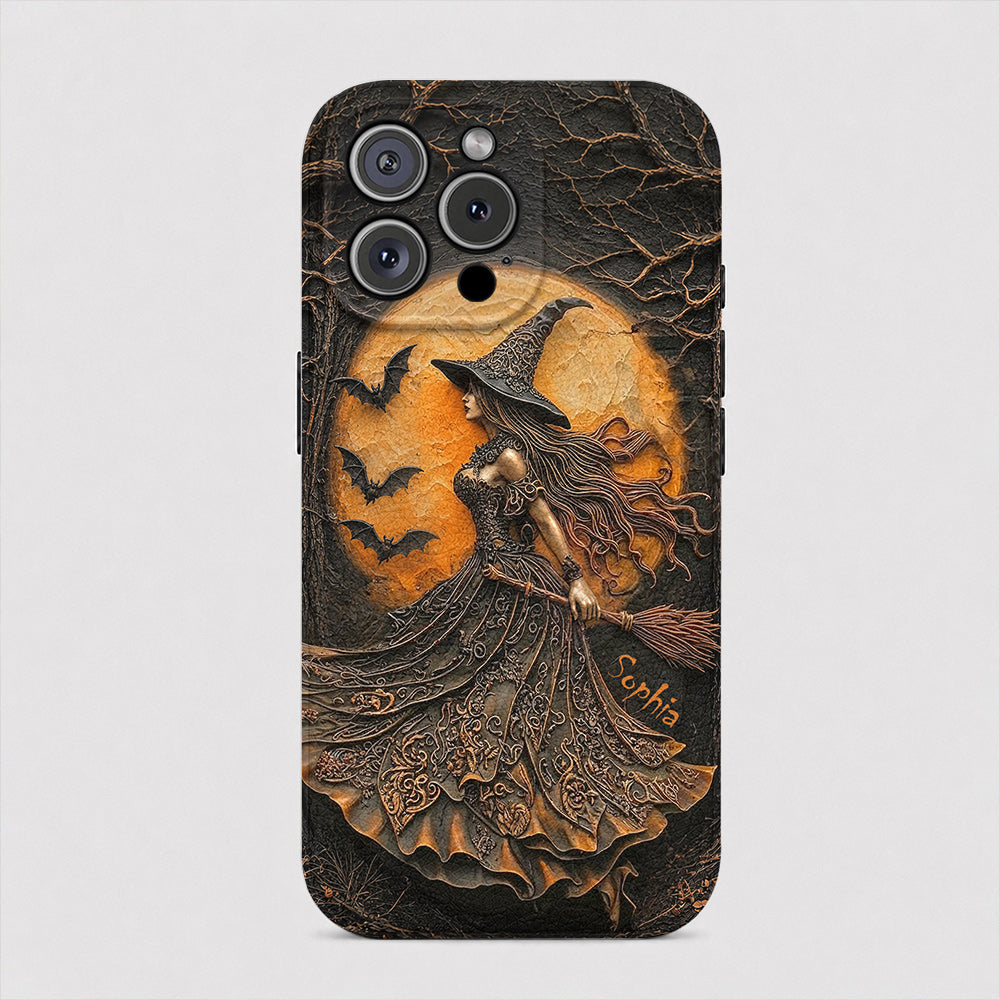 Witch Leather Phone Case Personalized Witch of the Amber Moon