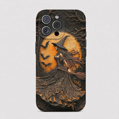 Witch Leather Phone Case Personalized Witch of the Amber Moon