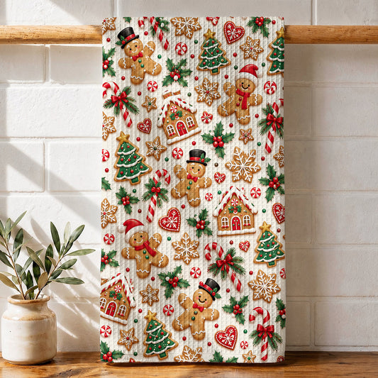Gingerbread Christmas Kitchen Towel Gingerbread Holiday Cheer