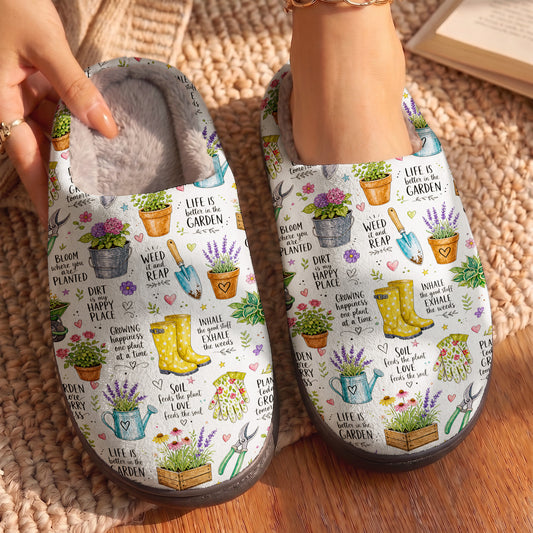 Gardening Is My Therapy Lined Slippers