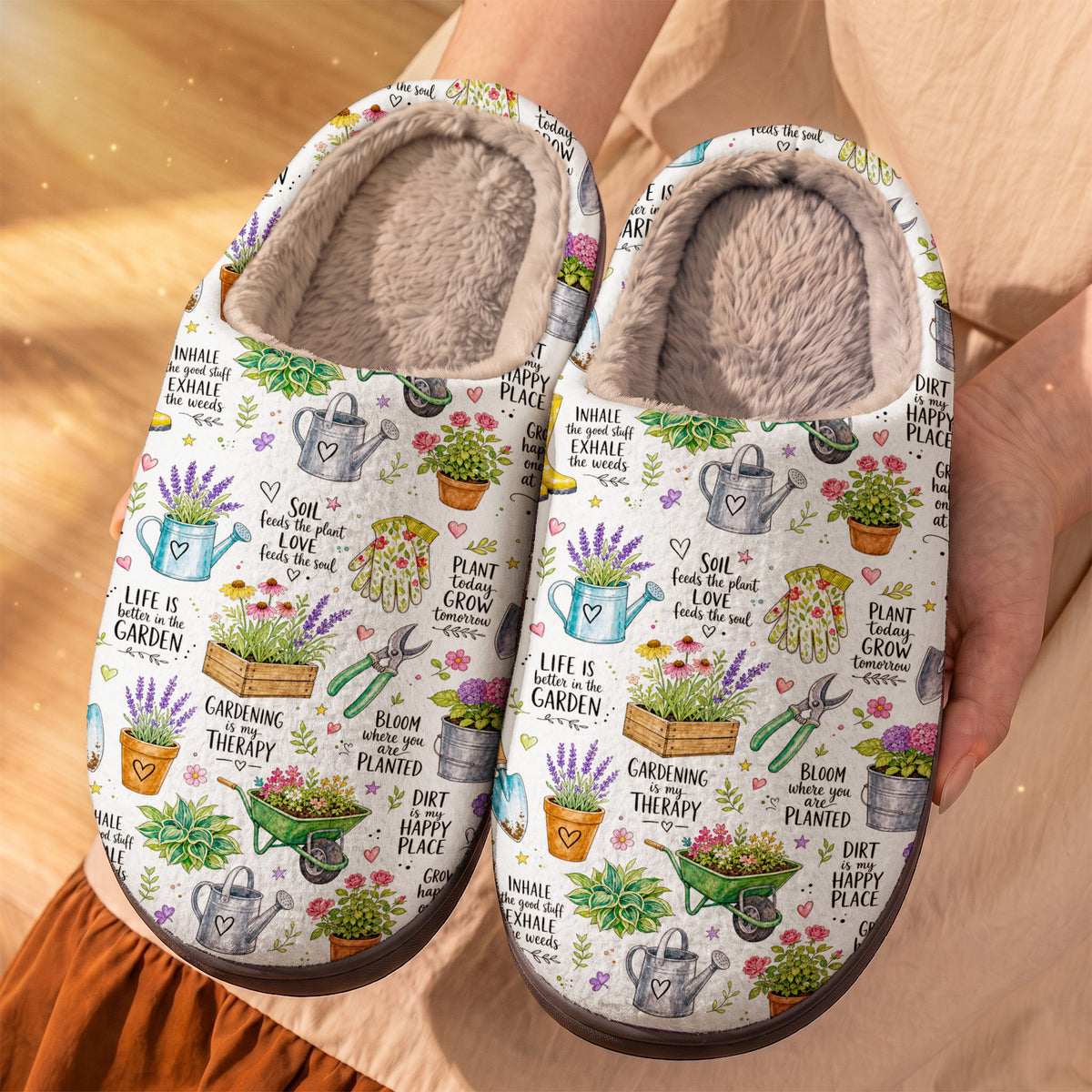 Gardening Is My Therapy Lined Slippers