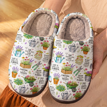 Gardening Is My Therapy Lined Slippers