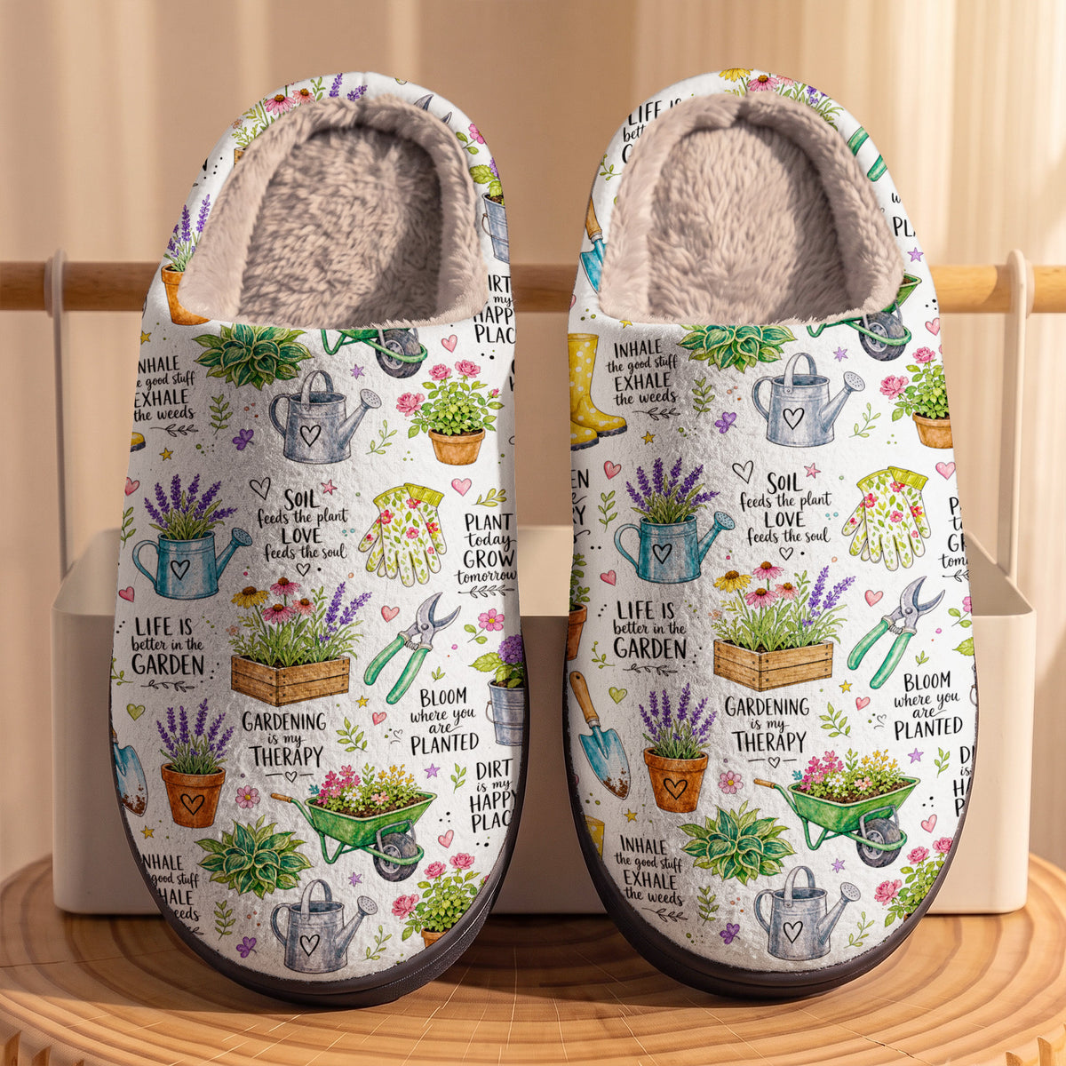 Gardening Is My Therapy Lined Slippers