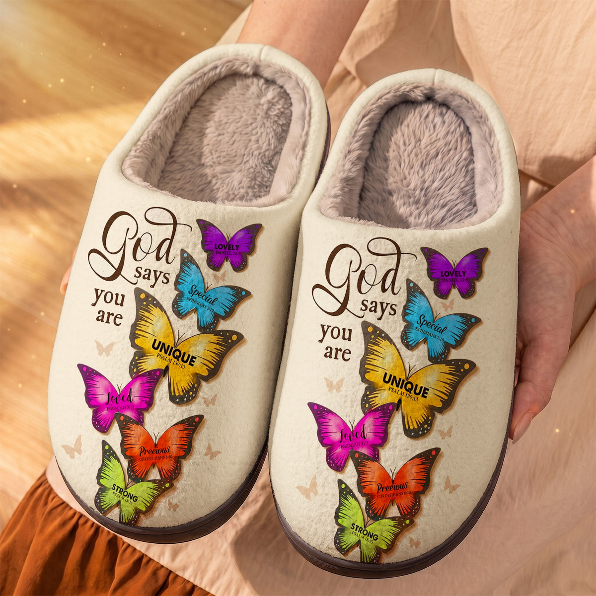 God Fleece Lined Slippers God Says You Are