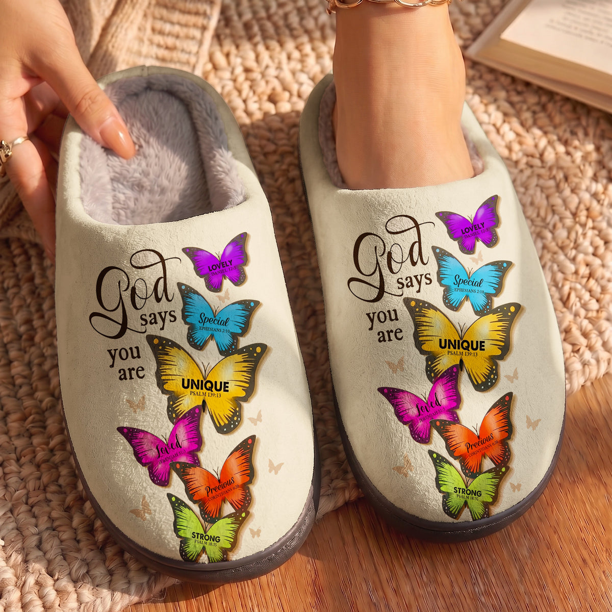 God Fleece Lined Slippers God Says You Are