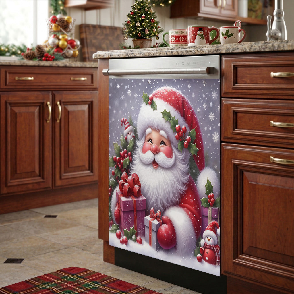 Christmas Magnetic Dishwasher Cover Jolly Santa Christmas