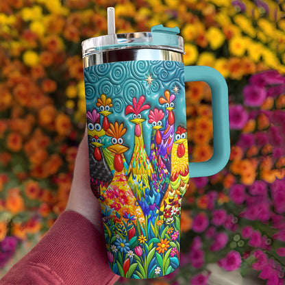 Chicken 40 oz Tumbler Colorful Chicken Garden