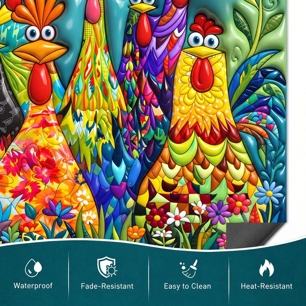 Chicken Magnetic Dishwasher Cover Colorful Chicken Garden