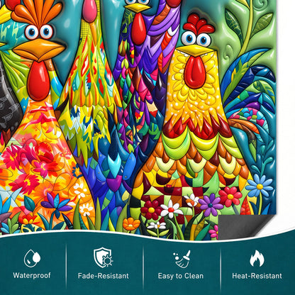 Chicken Magnetic Dishwasher Cover Colorful Chicken Garden