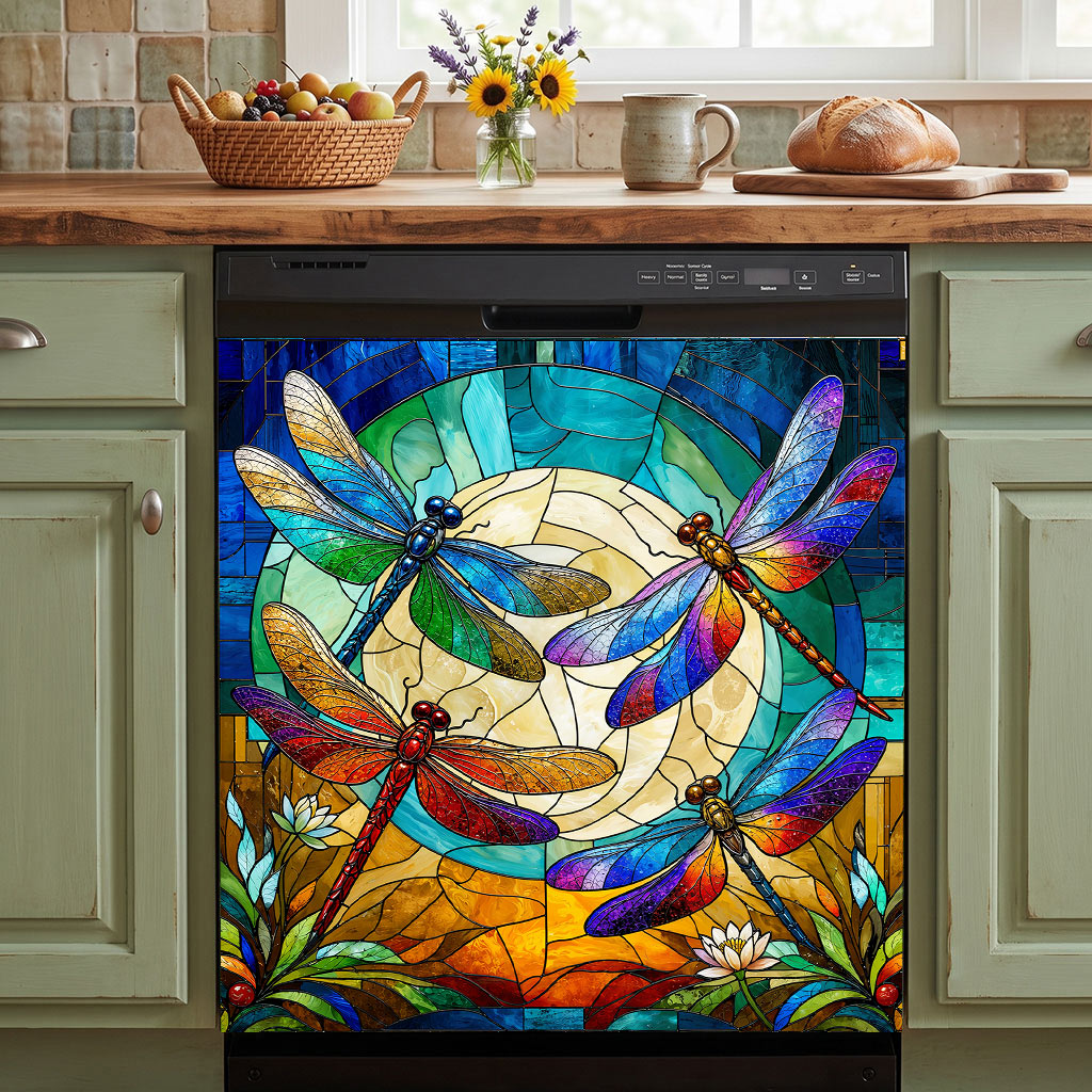 Dragonfly Magnetic Dishwasher Cover Moonlit Garden