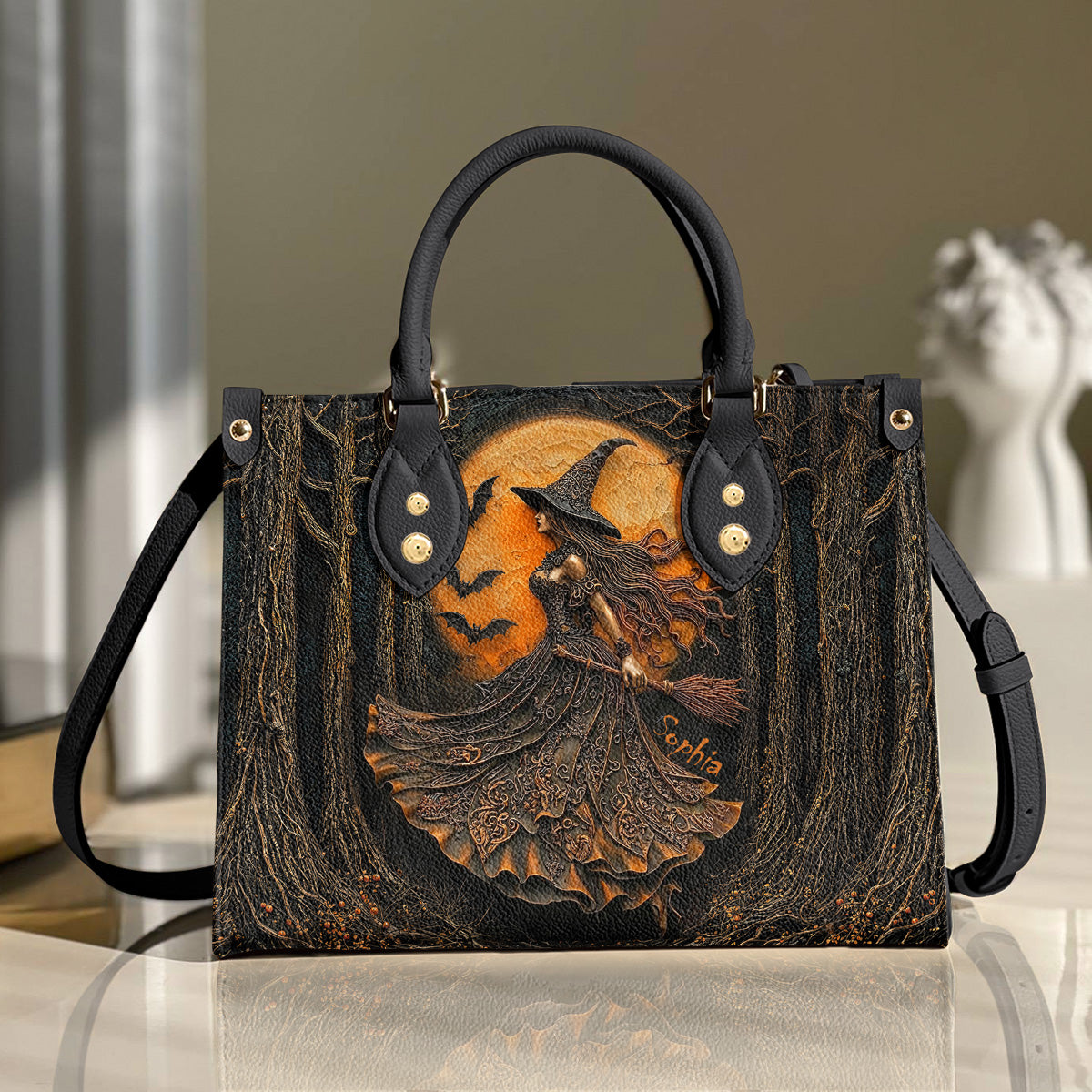 Witch Leather Handbag Personalized Witch of the Amber Moon