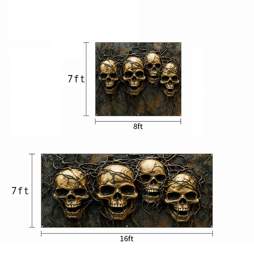 Entwined Skull Roots Garage Door Banner Halloween Decor
