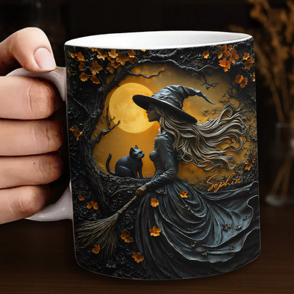 Witch Ceramic Mug Witch Beneath the Autumn Moon