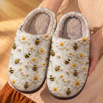 Bee Fleece Lined Slippers Honeybee Daisy Meadow
