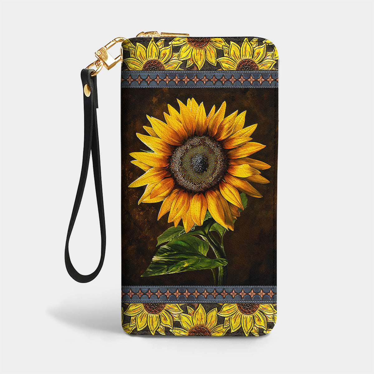 Sunflower Leather Wallet Golden Sunflower Glow