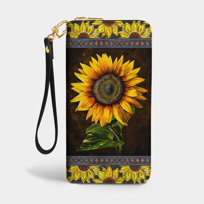 Sunflower Leather Wallet Golden Sunflower Glow