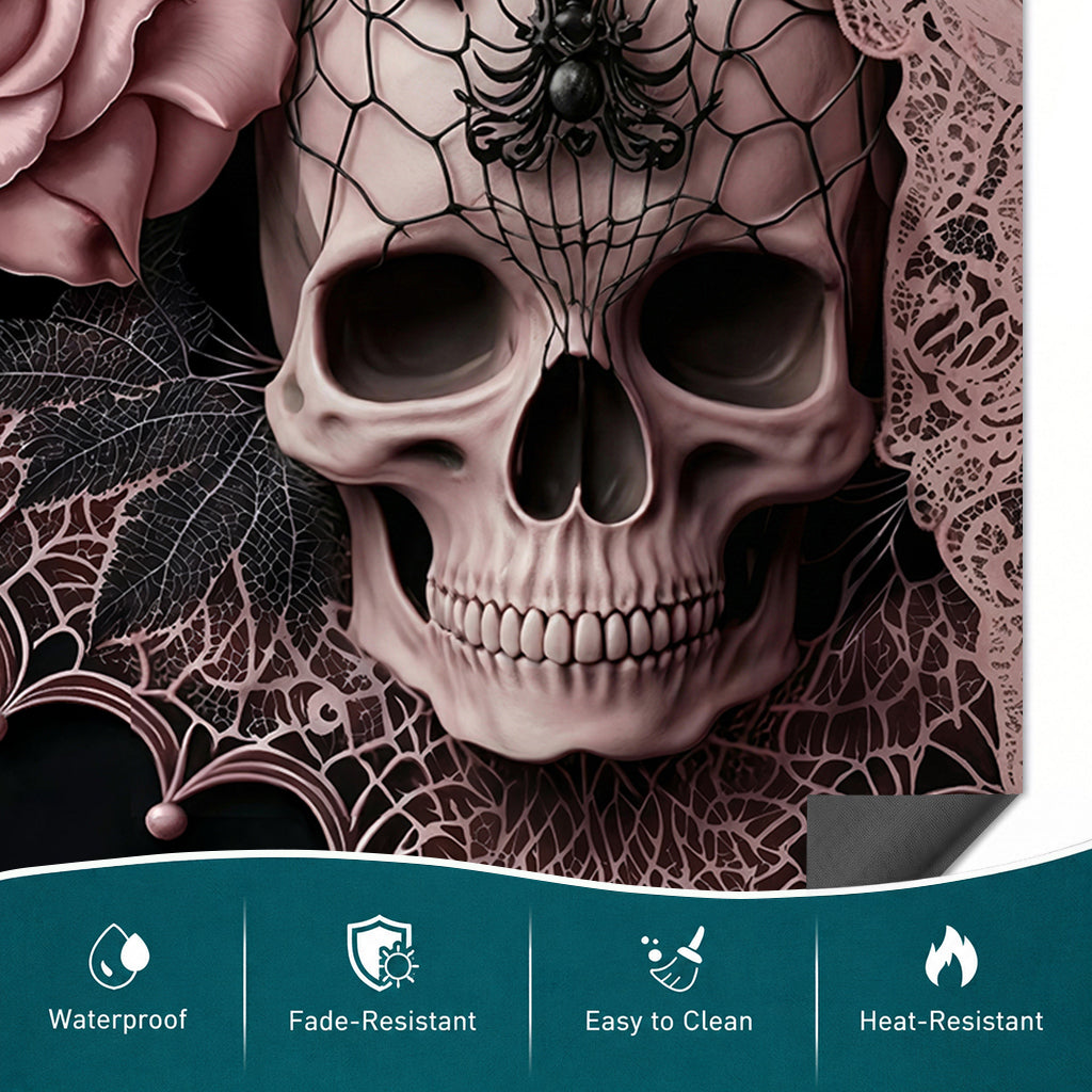 Skull Magnetic Dishwasher Cover Rose Beneath the Web