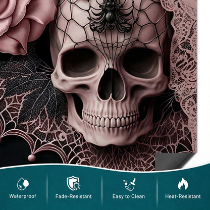 Skull Magnetic Dishwasher Cover Rose Beneath the Web