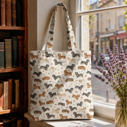 Dachshund Canvas Tote Bag Cozy Dachshund Companions