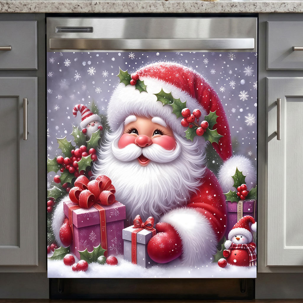 Christmas Magnetic Dishwasher Cover Jolly Santa Christmas