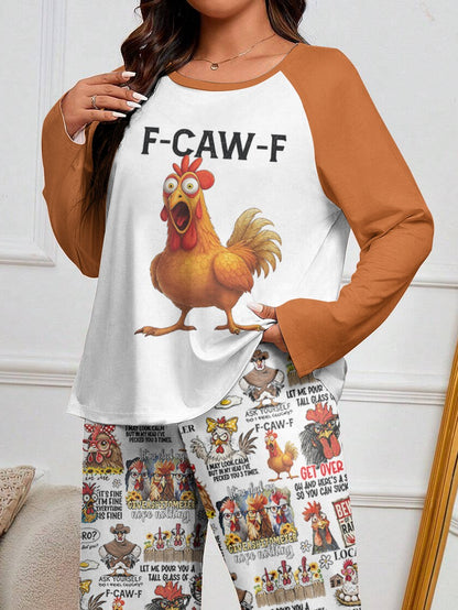Chicken Raglan Lounge Pajamas F-CAW-F Funny Chickens