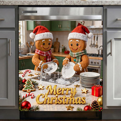 Christmas Magnetic Dishwasher Cover Gingerbread Christmas Kitchen Cheer