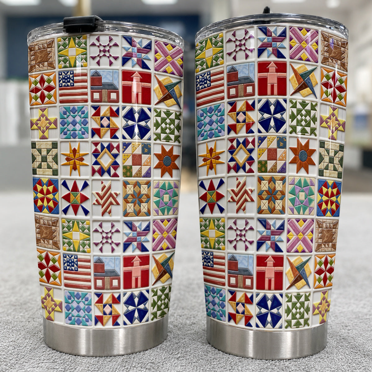 Sewing Lover 20 oz Tumbler Vintage Quilt Blocks