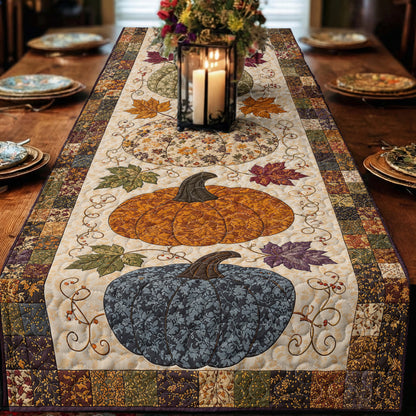 Fall Pumpkin Patchwork Quilted Table Runner