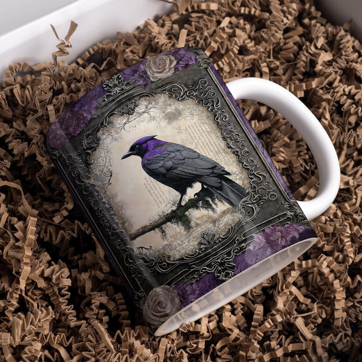 Gothic Ceramic Mug Violet Raven