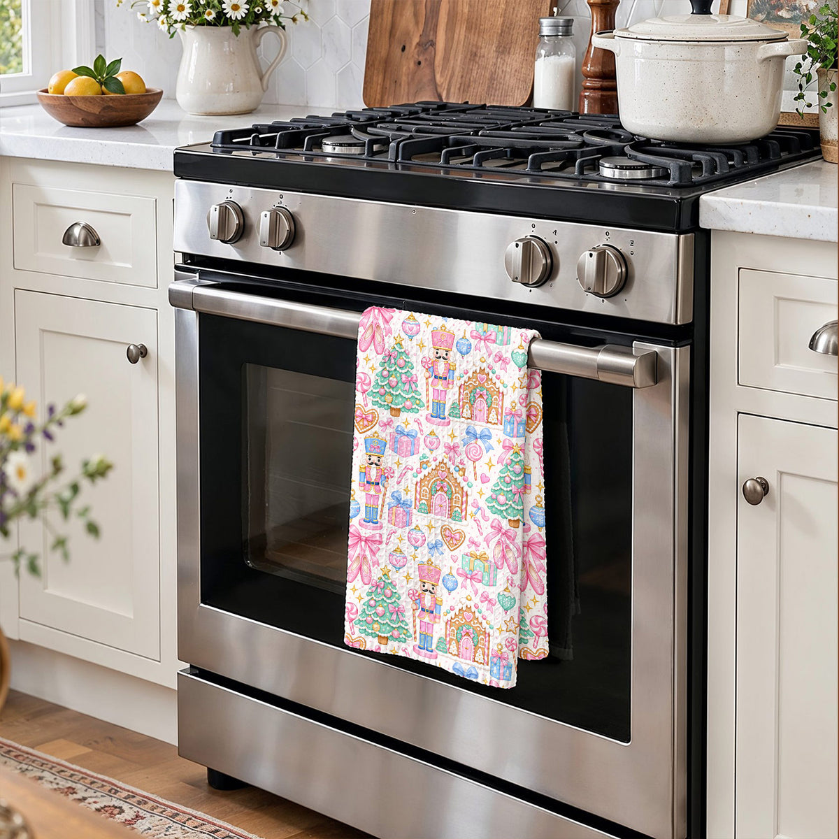 Christmas Kitchen Towel Pink Nutcracker Wonderland