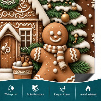 Christmas Magnetic Dishwasher Cover Gingerbread Christmas Cottage