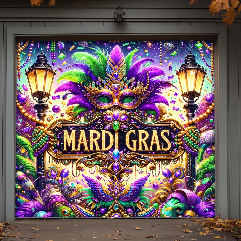 Mardi Gras Garage Door Banner Decoration - Mardi Gras Majesty