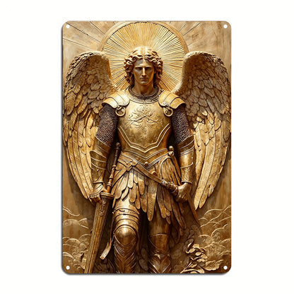 God 2D Metal Sign Guardian Gold Angel