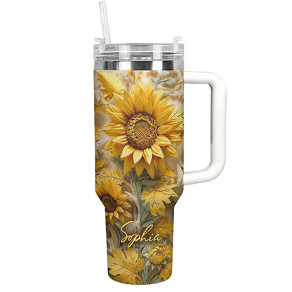 Personalized Golden Sunflower Garden 40 oz Tumbler
