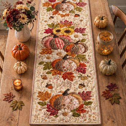 Fall Patchwork Pumpkin Harvest Quilted Table Runner