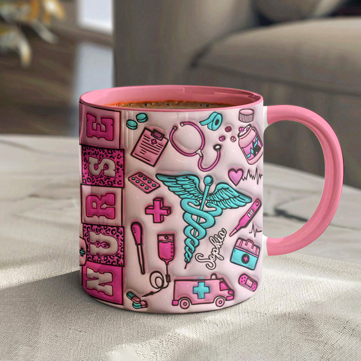 Nurse Accent Mug Personalized Scrubs Sipper (11, 15oz)