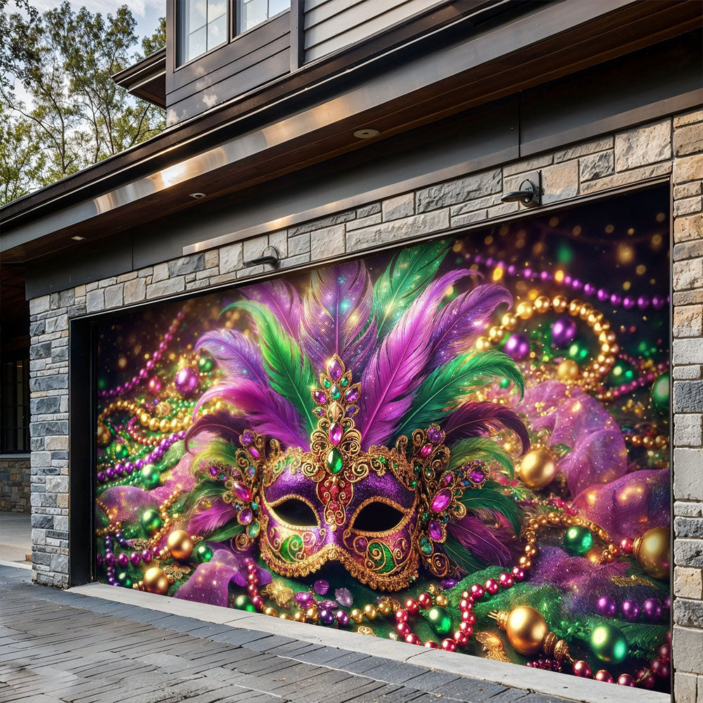 Mardi Gras Garage Door Banner Decoration - Crown of Carnival