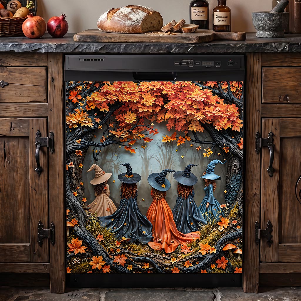 Witch Magnetic Dishwasher Cover Witches of Autumn