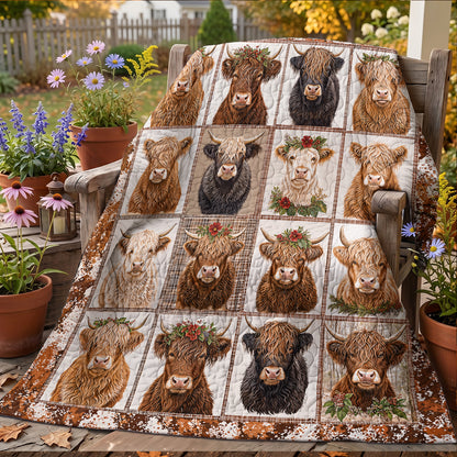 Highland Cow Quilted Blanket Cows In My Heart