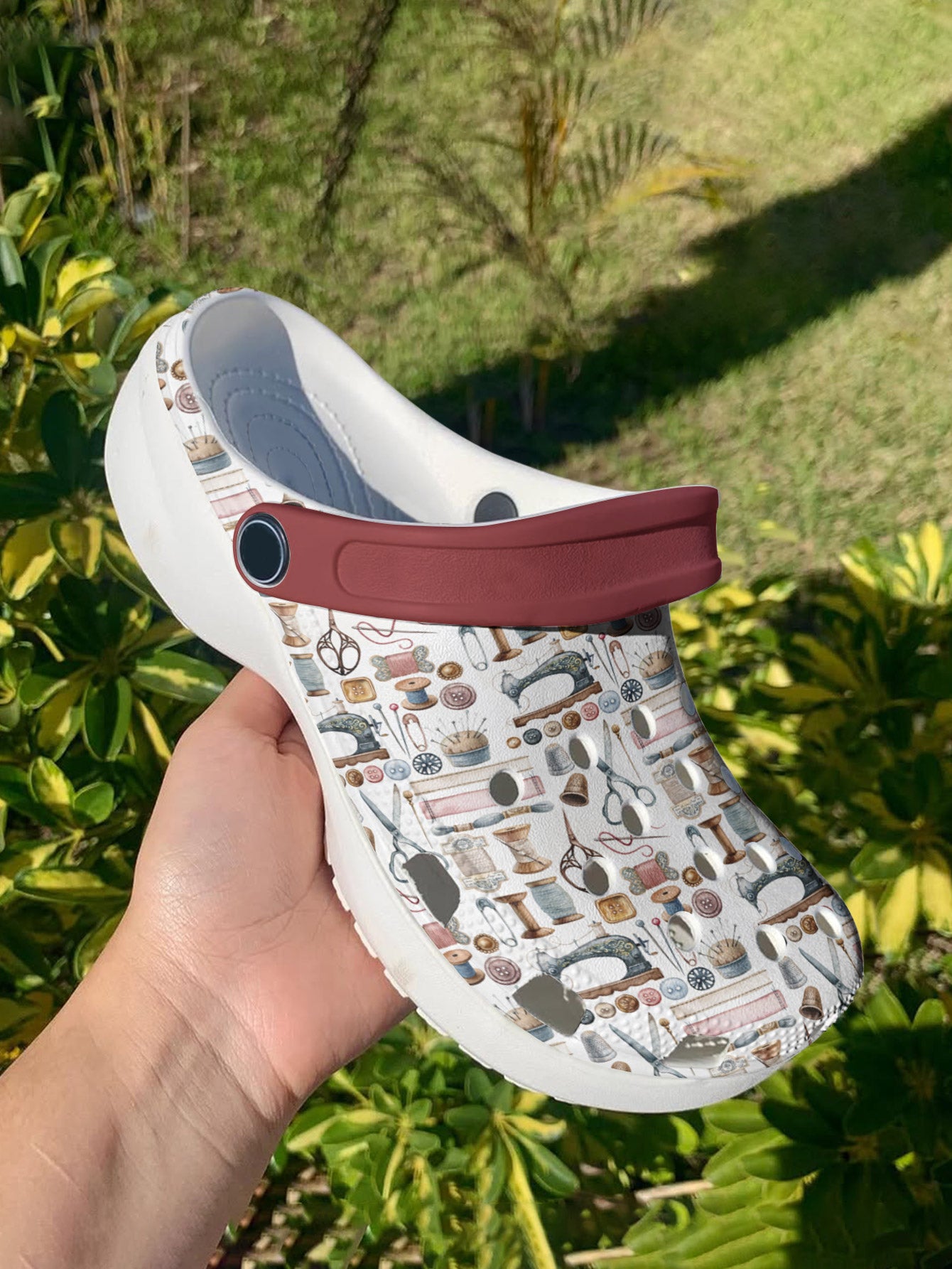 Sewing Lover Graphic Clogs Vintage Sewing Tools