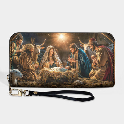 God Leather Wallet A Holy Night in Warm Light