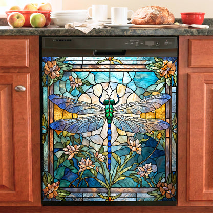 Dragonfly Magnetic Dishwasher Cover Dragonfly Grace In Stained Glass